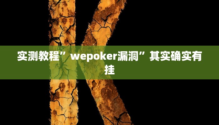 辅助开挂神器“wepoker可以开挂吗”其实确实有挂