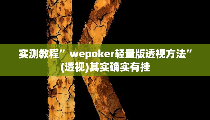 实测教程”wepoker轻量版透视方法”(透视)其实确实有挂 实测教程”wepoker轻量版透视方法”(透视)其实确实有挂