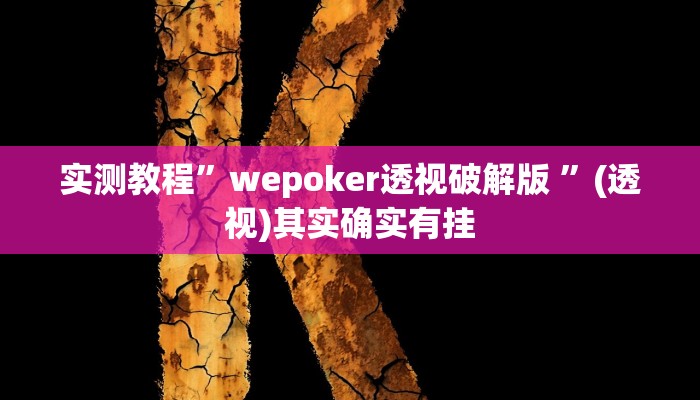 实测教程”wepoker透视破解版 ”(透视)其实确实有挂
