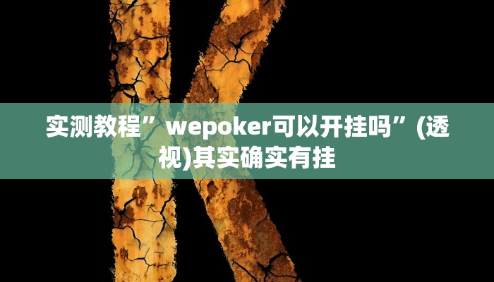 实测教程”wepoker可以开挂吗”(透视)其实确实有挂