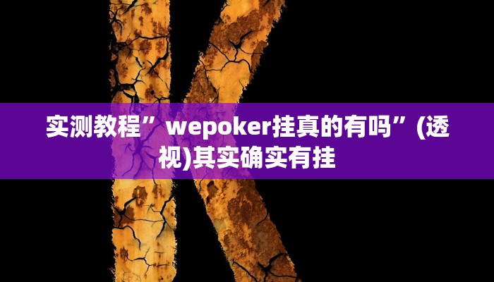 实测教程”wepoker挂真的有吗”(透视)其实确实有挂