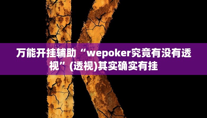 万能开挂辅助“wepoker究竟有没有透视”(透视)其实确实有挂